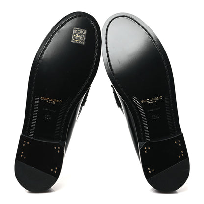 Saint Laurent Glazed Calfskin Chunky Le Loafer Penny Slippers 38.5 Black 6 of 10