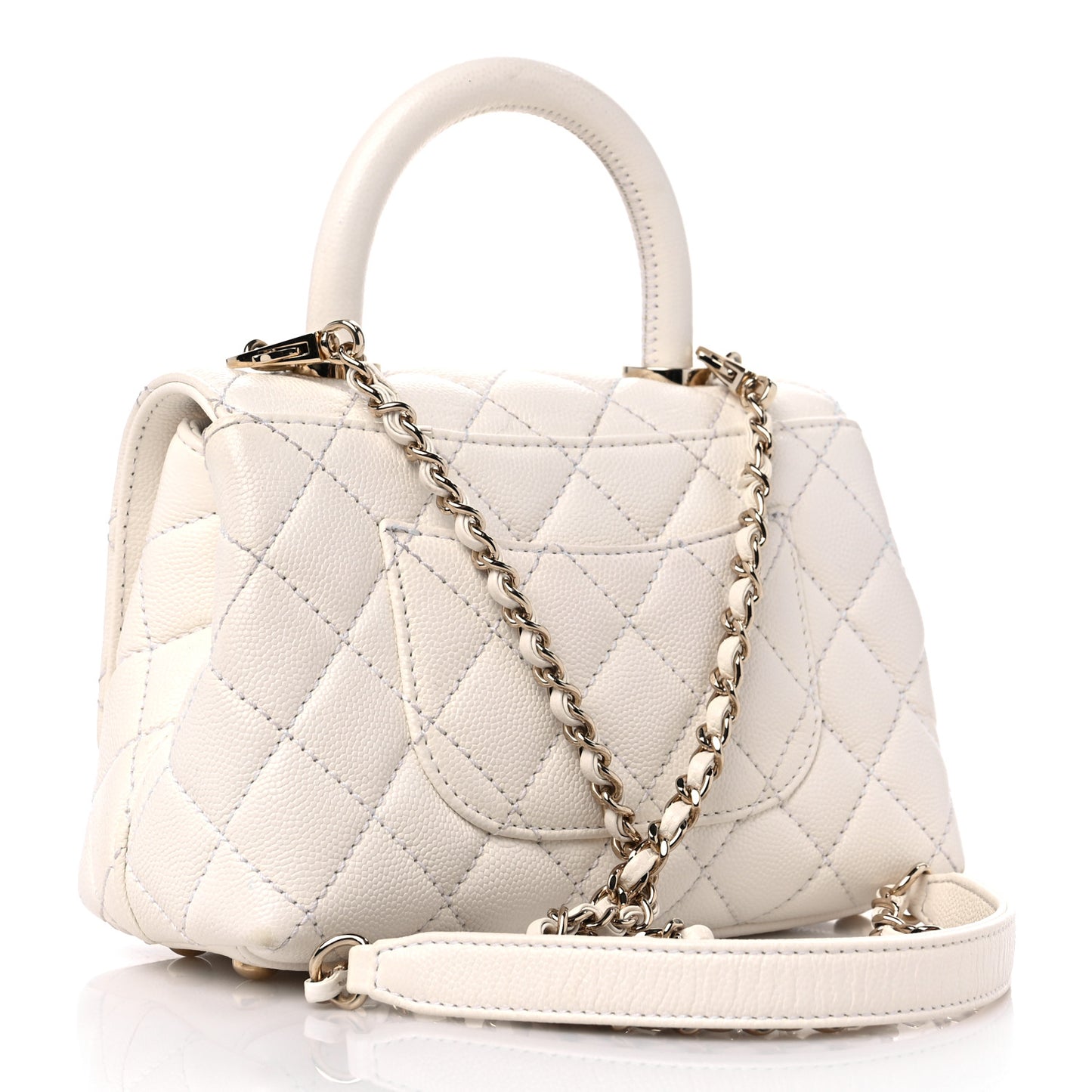 Caviar Quilted Extra Mini Coco Handle Flap White