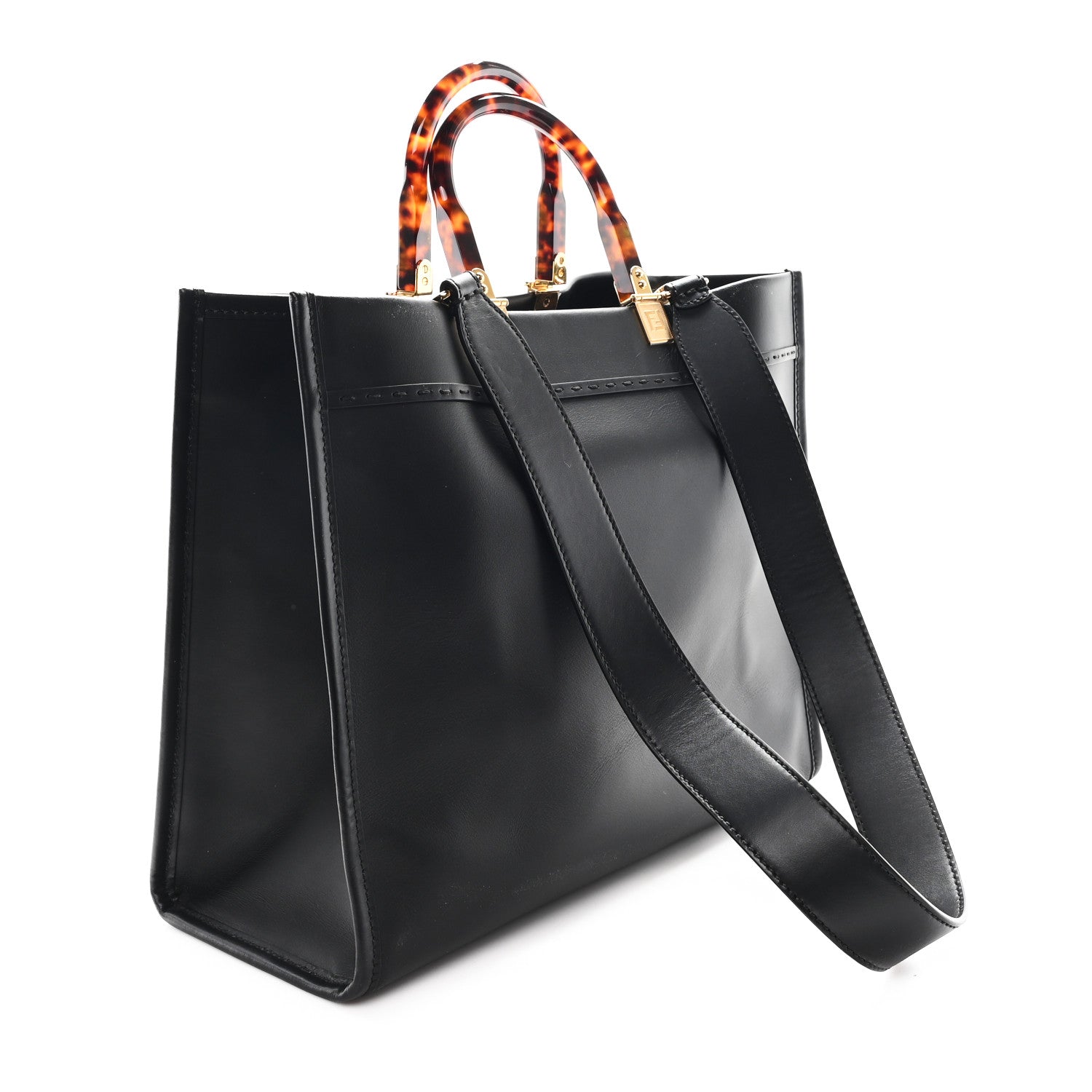 Fendi Vitello King Plexiglass Medium Fendi Sunshine Shopper Tote Black 2 of 11
