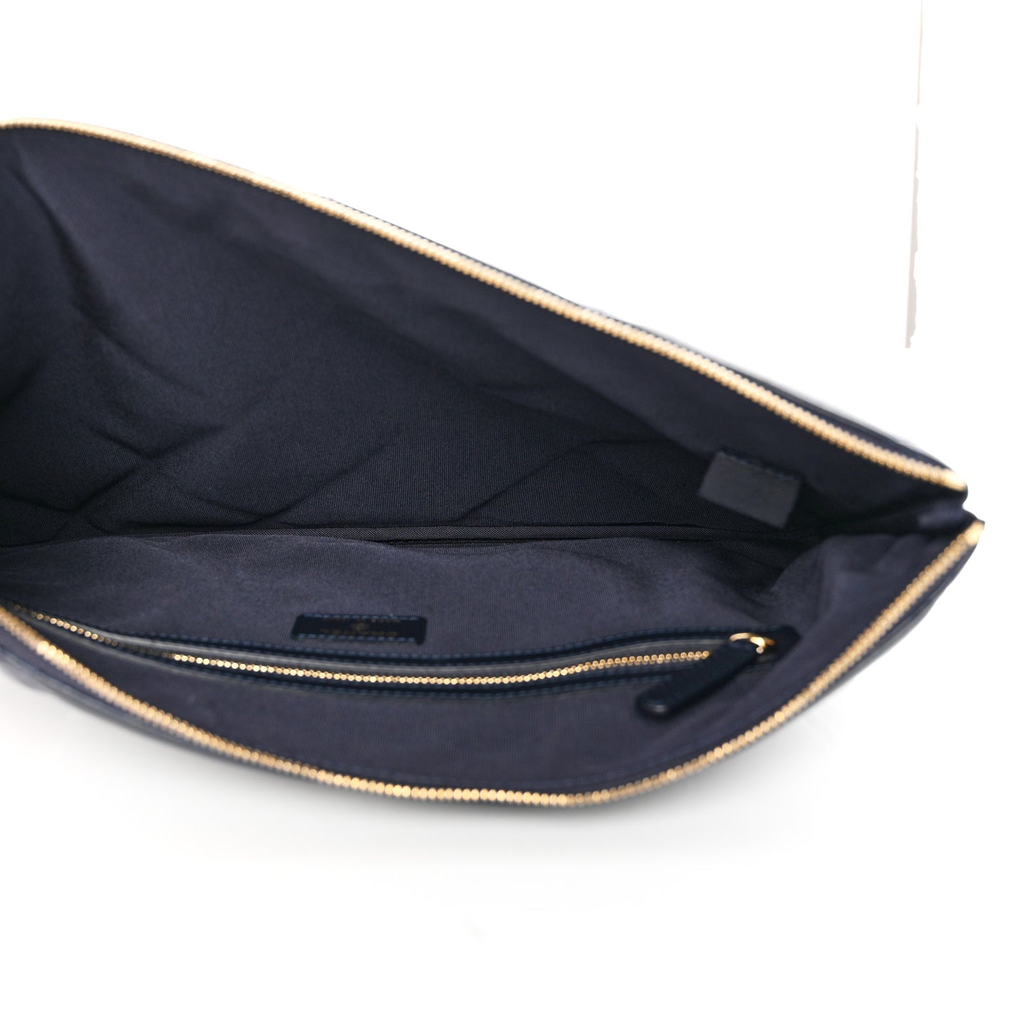 Goatskin Quilted Large Chanel 19 Pouch Navy
