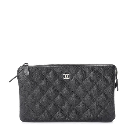 Chanel Iridescent Caviar Quilted Large Zipped Clutch Black 1 of 9