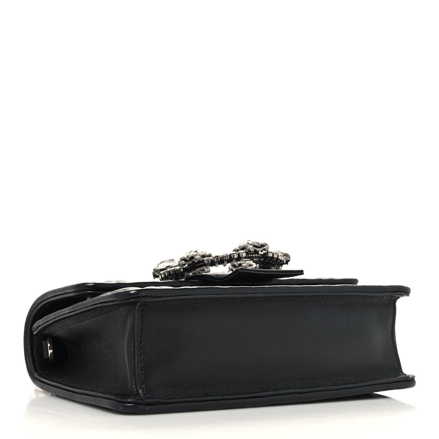 Nappa Matelasse Crystal Embellished Lady Top Handle Bag Black