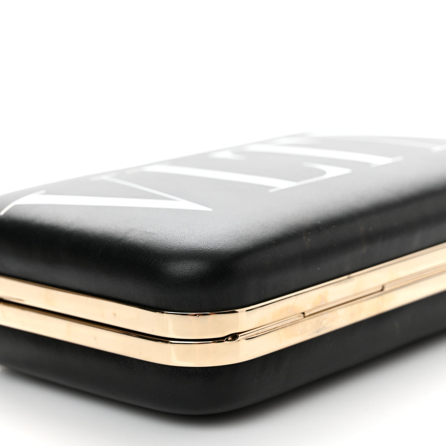 Calfskin VLTN Minaudiere Chain Clutch Black