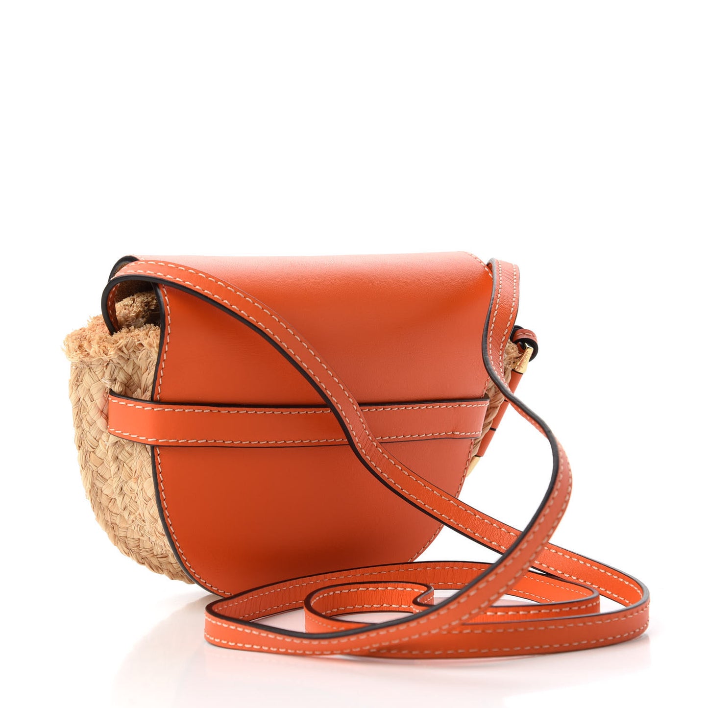 Calfskin Raffia Mini Gate Crossbody Bag Light Natural Orange