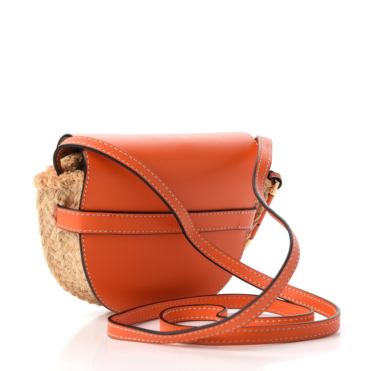 Loewe Calfskin Raffia Mini Gate Crossbody Bag Light Natural Orange 3 of 11