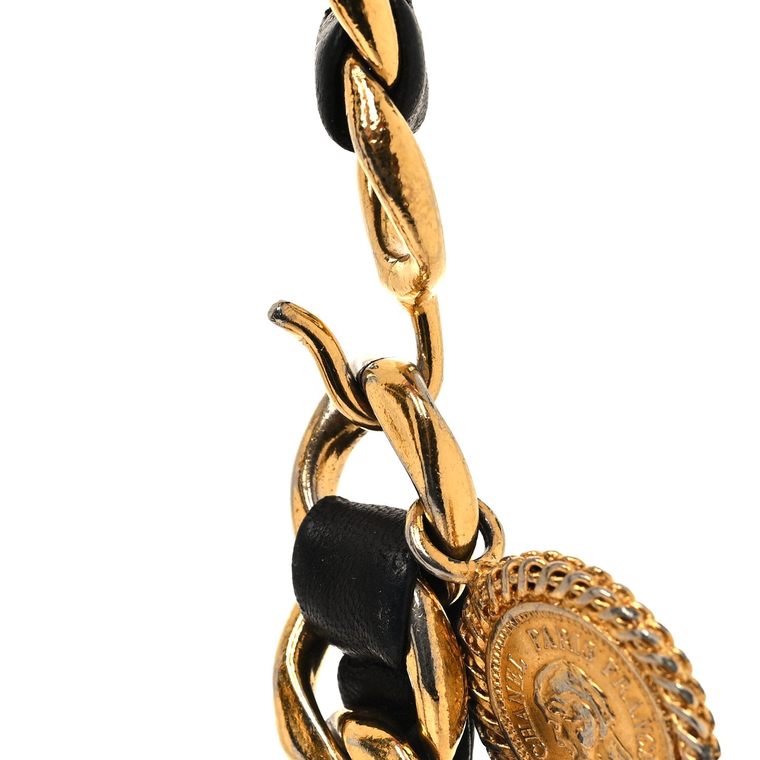 Chanel Lambskin Chain CC Medallion Belt Black Gold 3 of 4