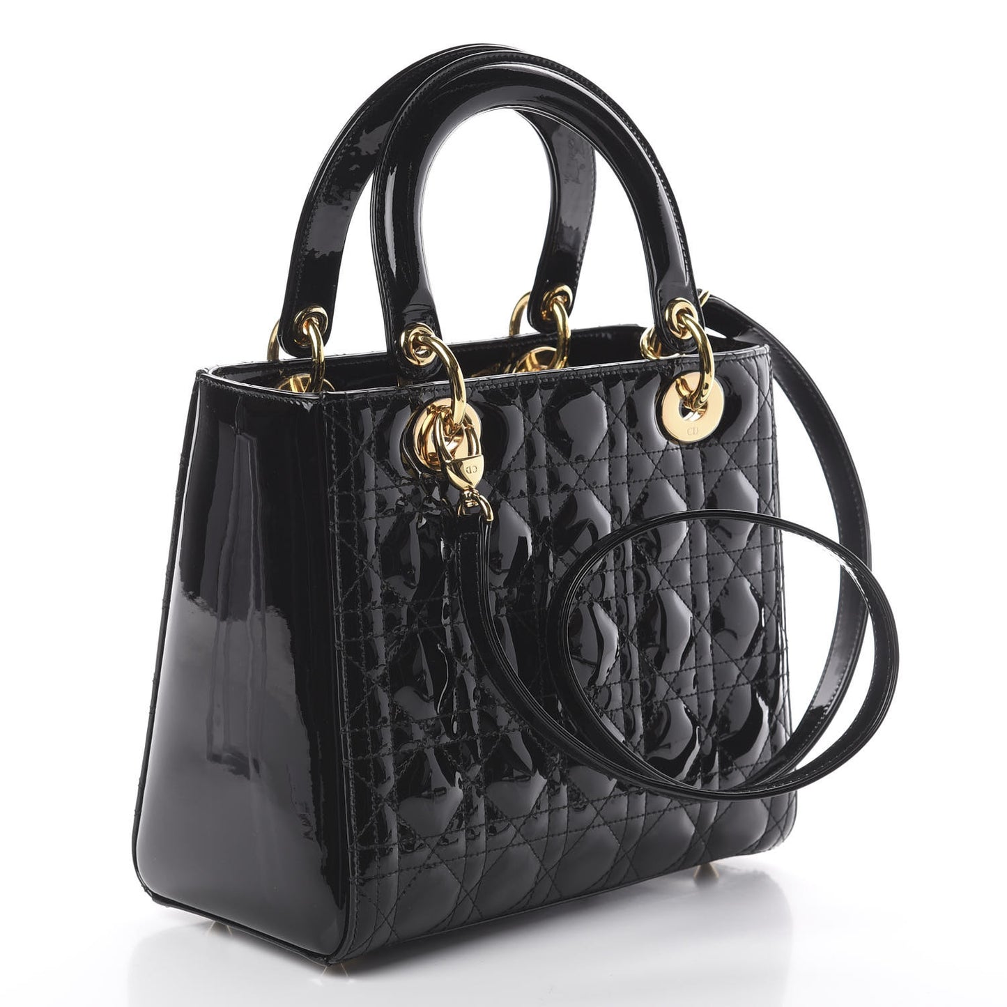 Patent Cannage Medium Lady Dior Black
