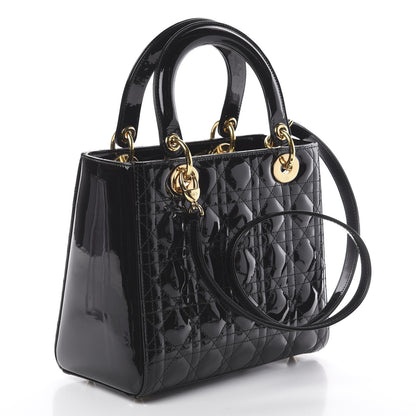 Christian Dior Patent Cannage Medium Lady Dior Black 2 of 7