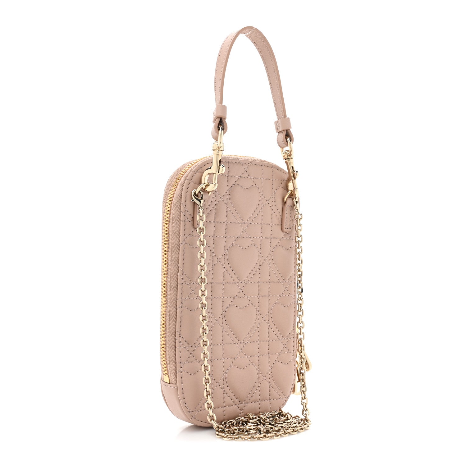 Christian Dior Lambskin Cannage Dioramour Lady Dior Phone Holder Light Pink 3 of 10