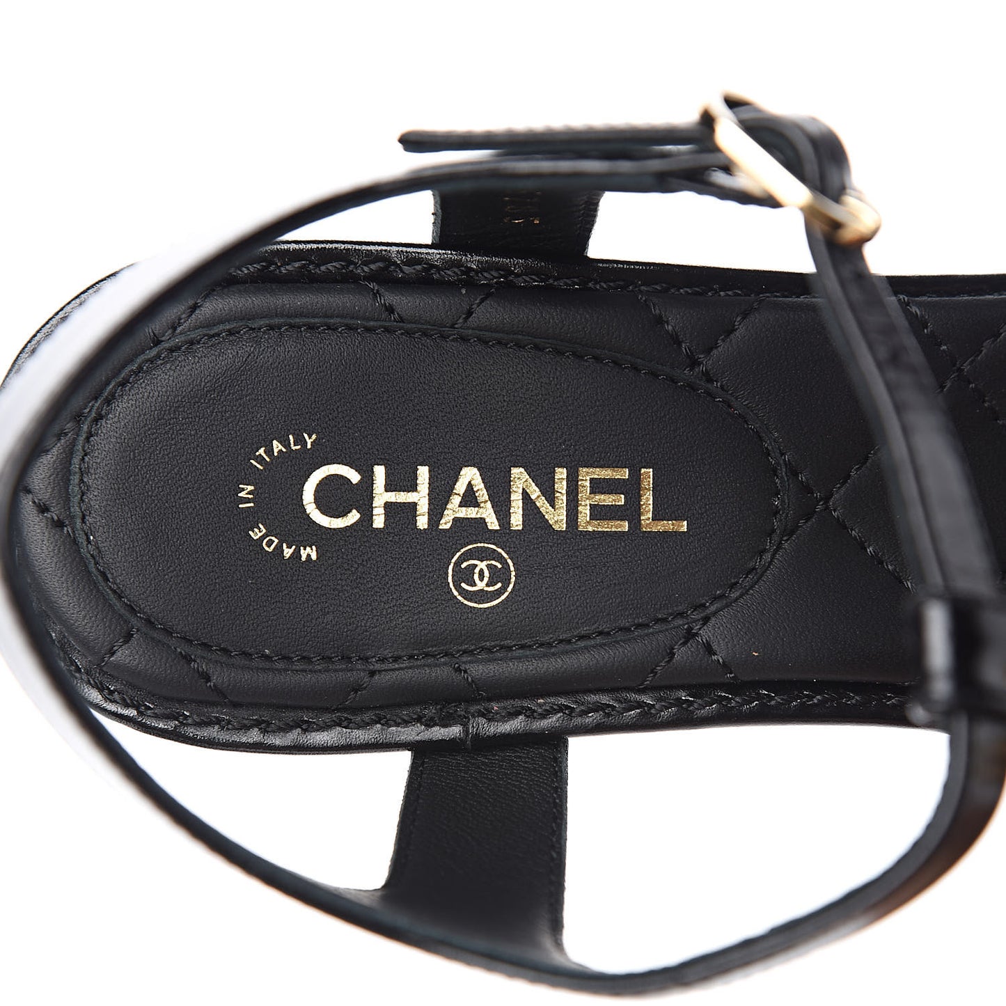 Calfskin Medallion CC Thong Sandals 36 Black