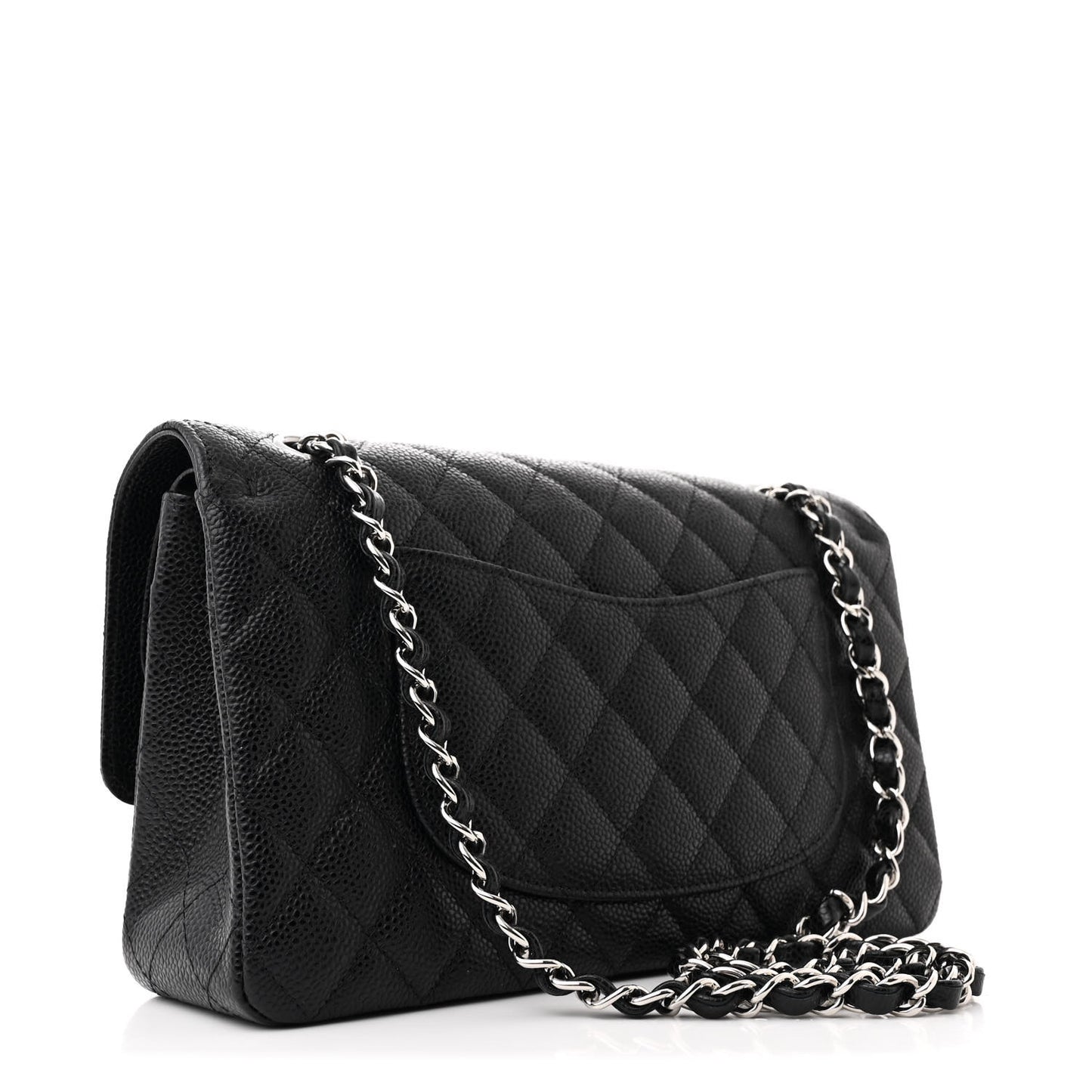 Caviar Quilted Medium Double Flap Black
