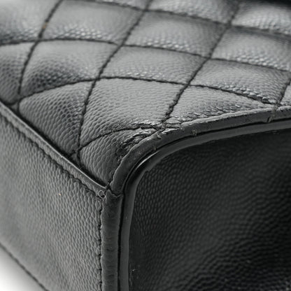 Saint Laurent Grain De Poudre Textured Mixed Matelasse Triquilt Medium Monogram Monochrome Satchel Black 14 of 15