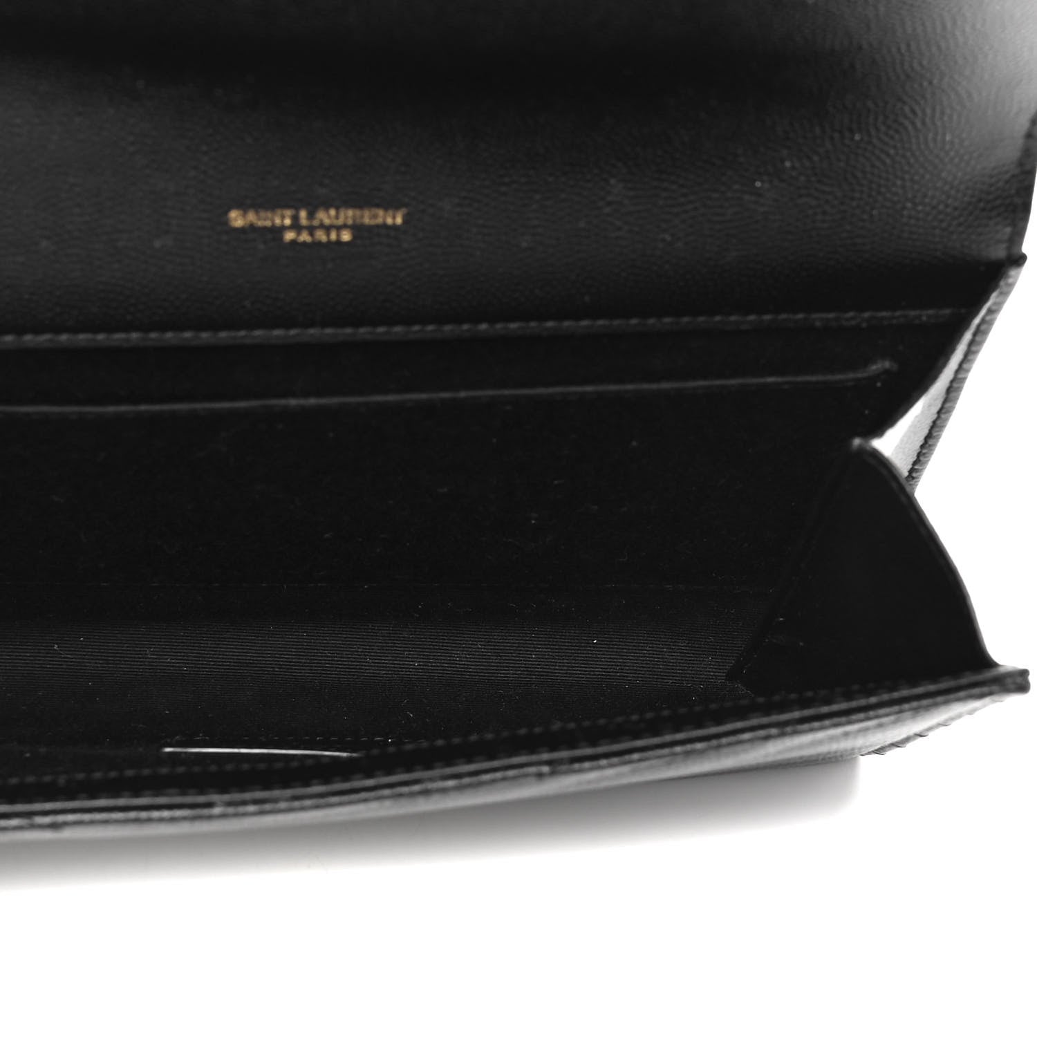Saint Laurent Grain De Poudre Matelasse Chevron Monogram Envelope Clutch Black 4 of 5