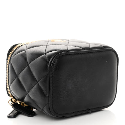 Chanel Lambskin Quilted Mini Pearl Crush Vanity Case With Chain Black 4 of 11
