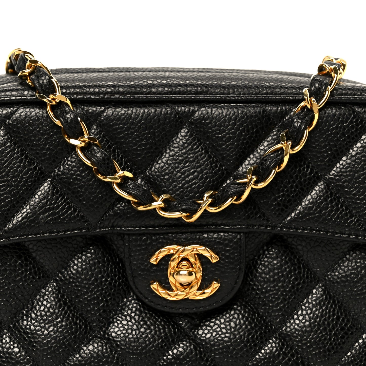 Caviar Quilted Camera Case Black