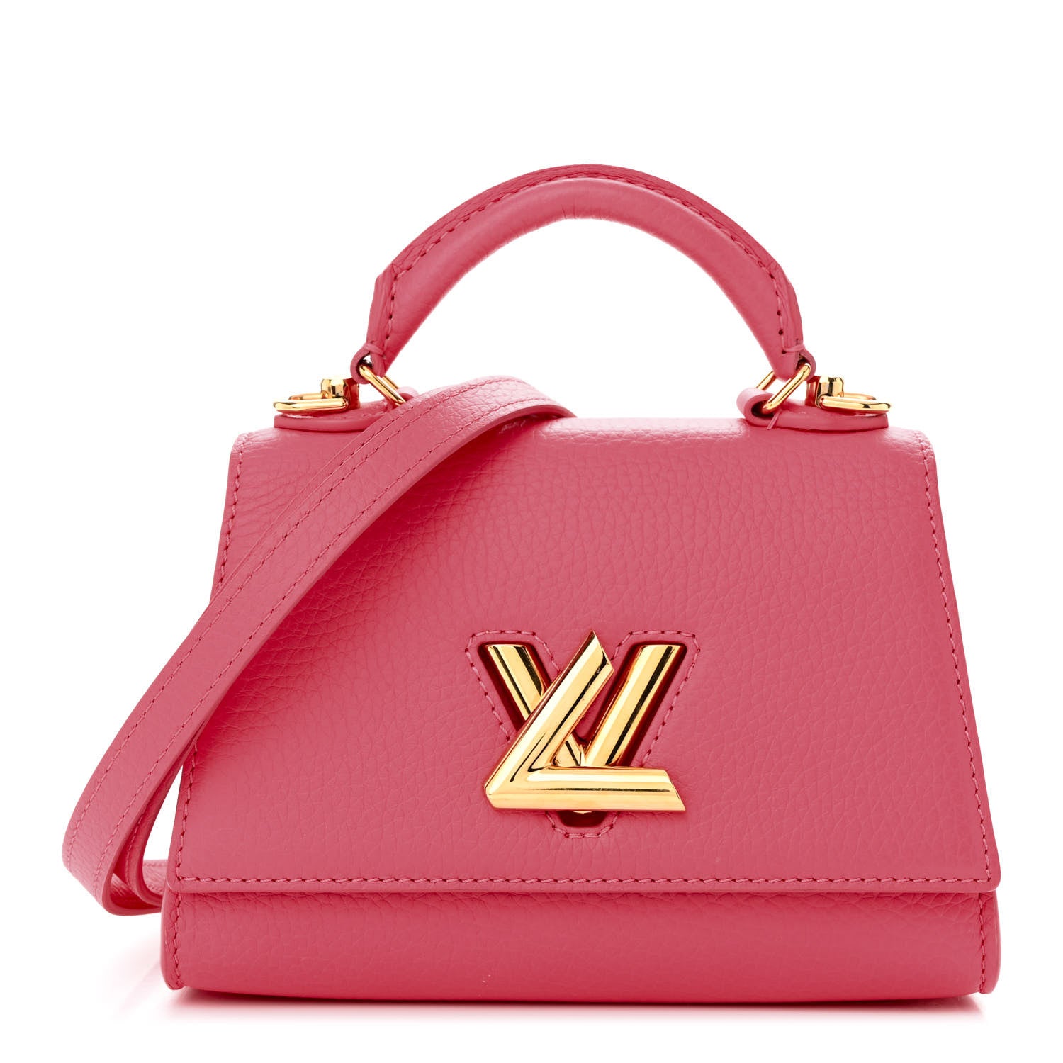 LOUIS VUITTON Taurillon Twist One Handle BB in the color Dragon Fruit by FASHIONPHILE