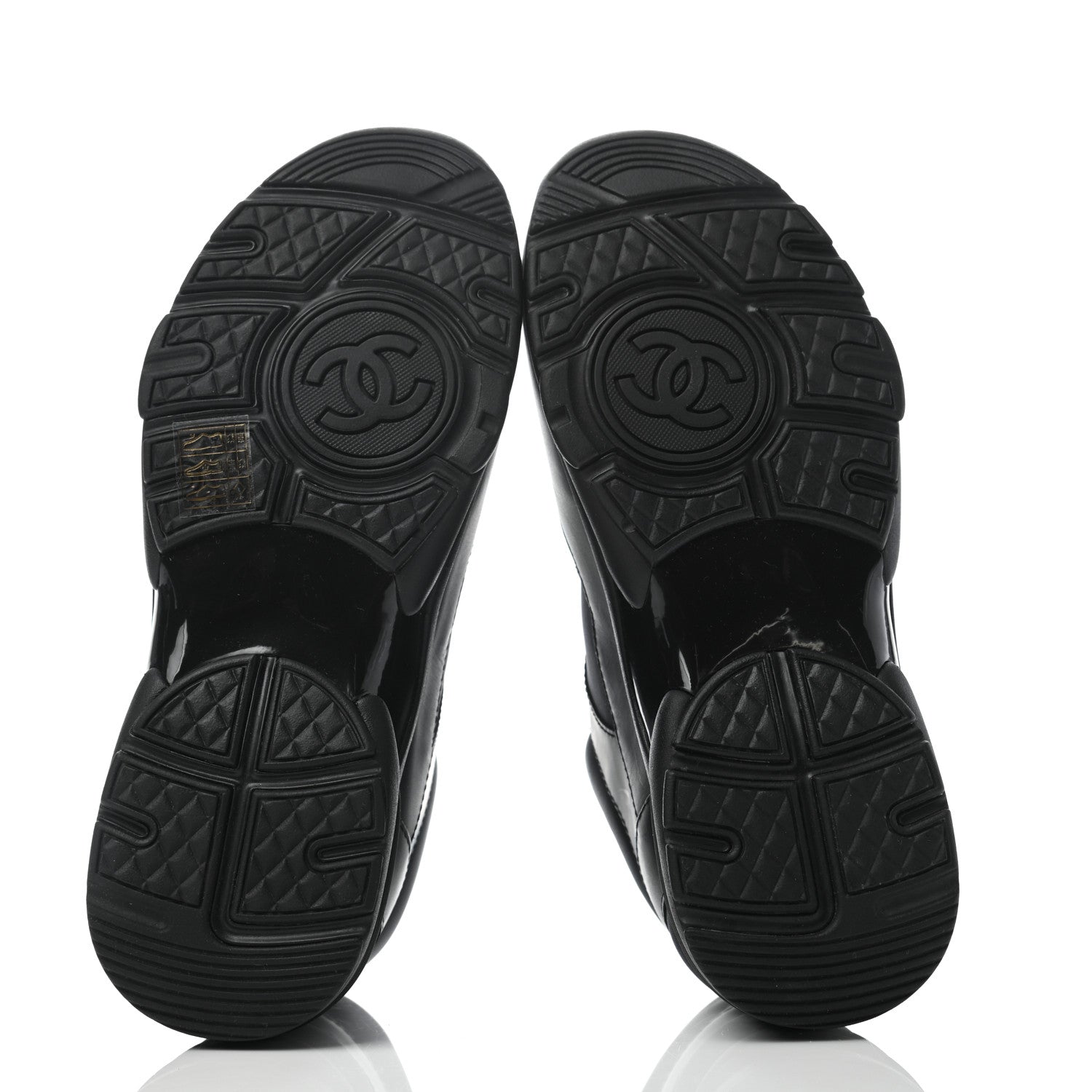 Chanel Calfskin Lambskin CC Uniform Sneakers 36 Black 5 of 6