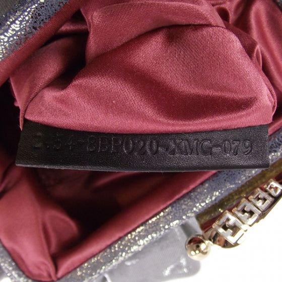 Fendi Ruched Beaded Borderline Clutch Silver 8 of 10