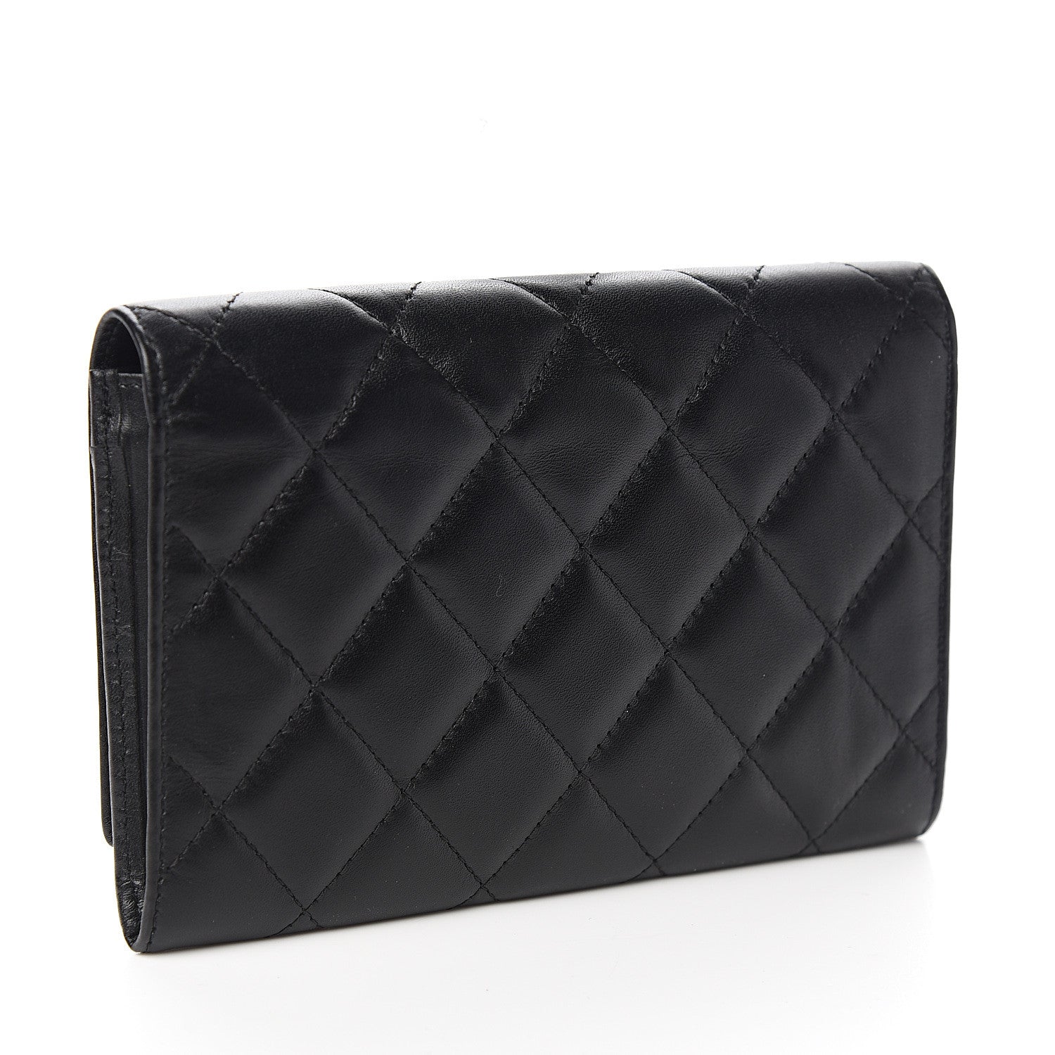 Chanel Calfskin Quilted Cambon Flap Wallet Black White 2 of 6