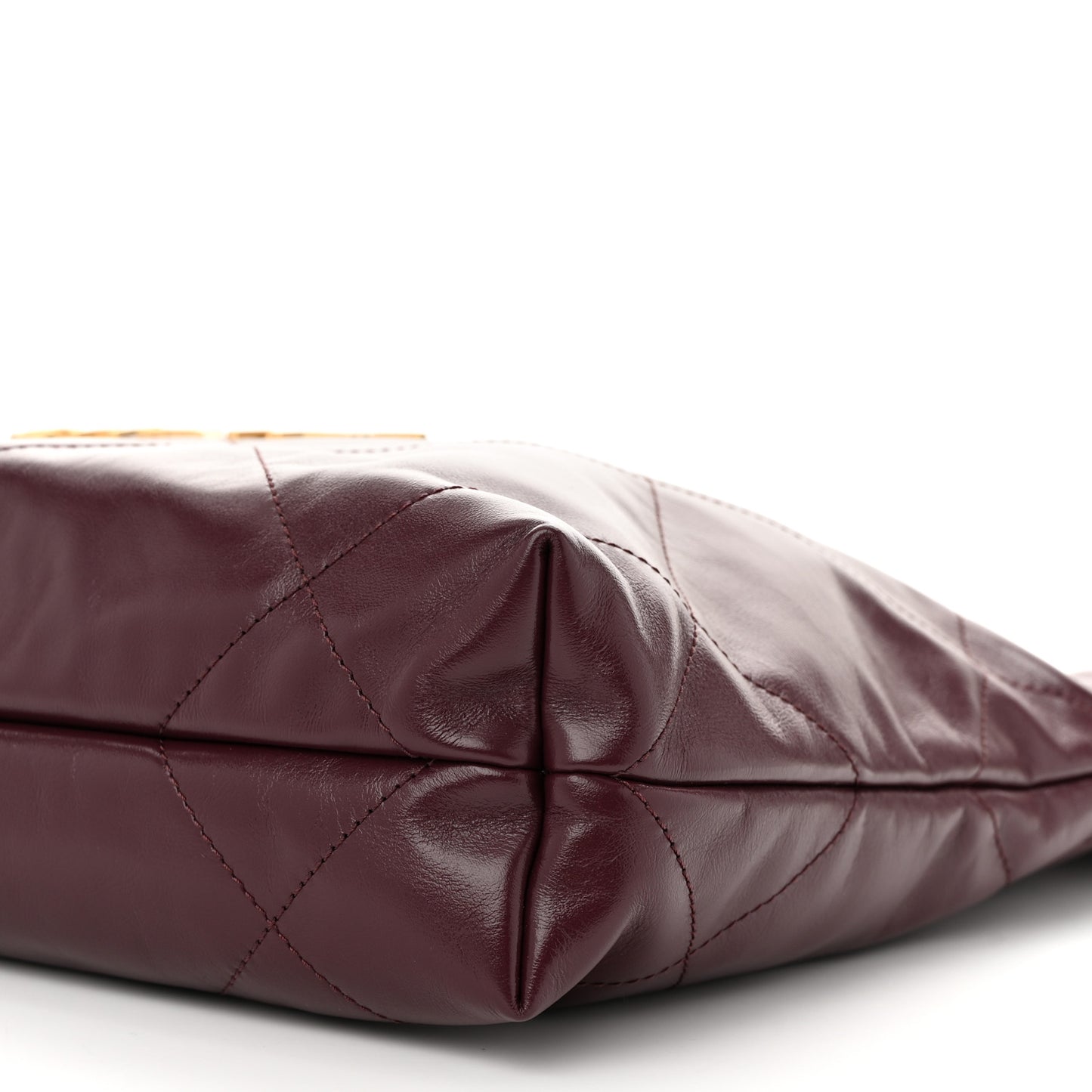 Shiny Calfskin Quilted Small Chanel 22 Dark Burgundy