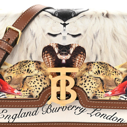 Burberry Calfskin Silk Animalia Print Small TB Bag Tan 7 of 10