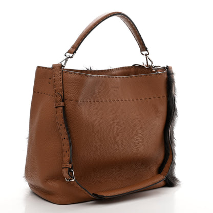 Fendi Mink Fur Calfskin Romano Selleria Anna Bucket Bag Mou 3 of 10