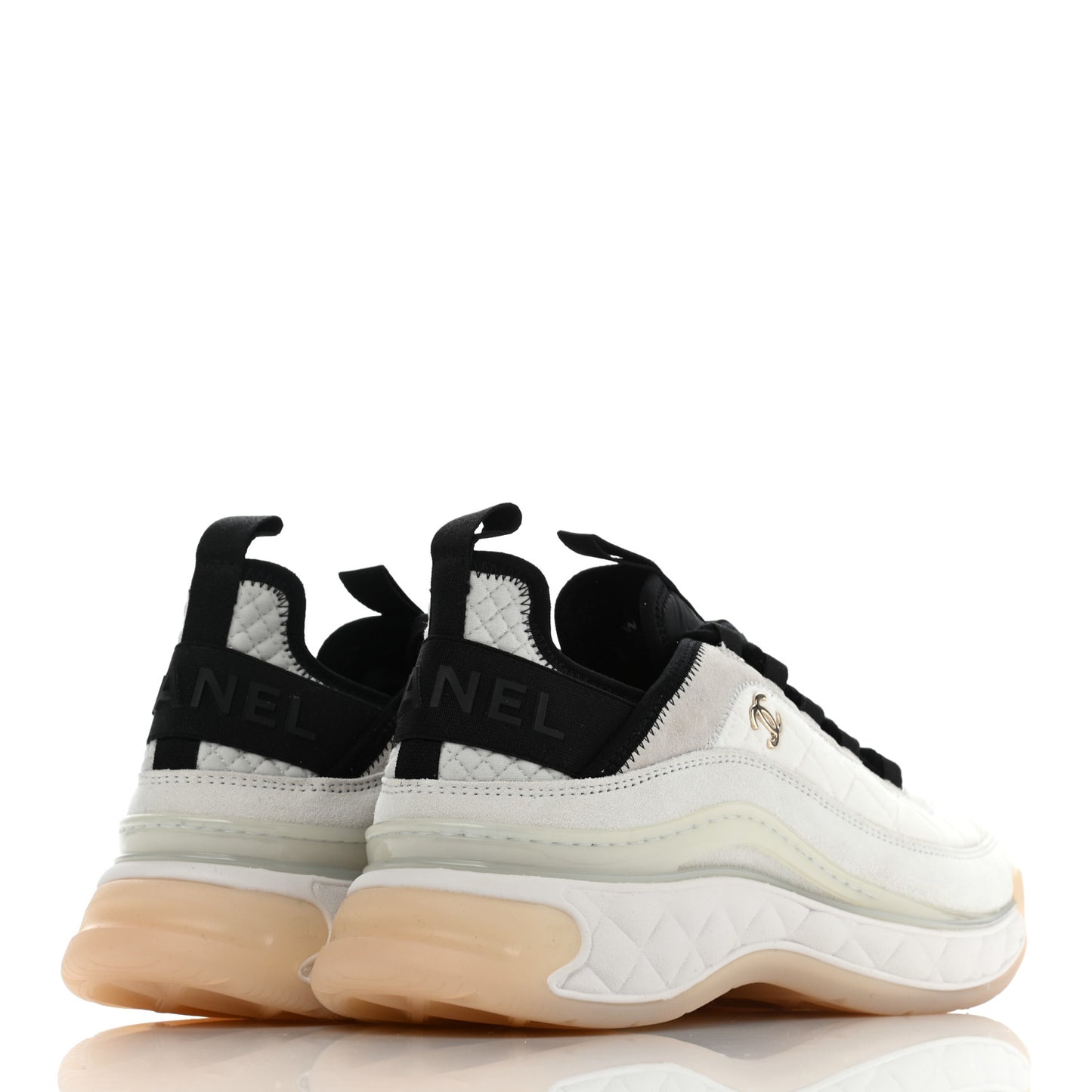 Velvet Calfskin Mixed Fibers CC Sneakers 41 Ivory Black