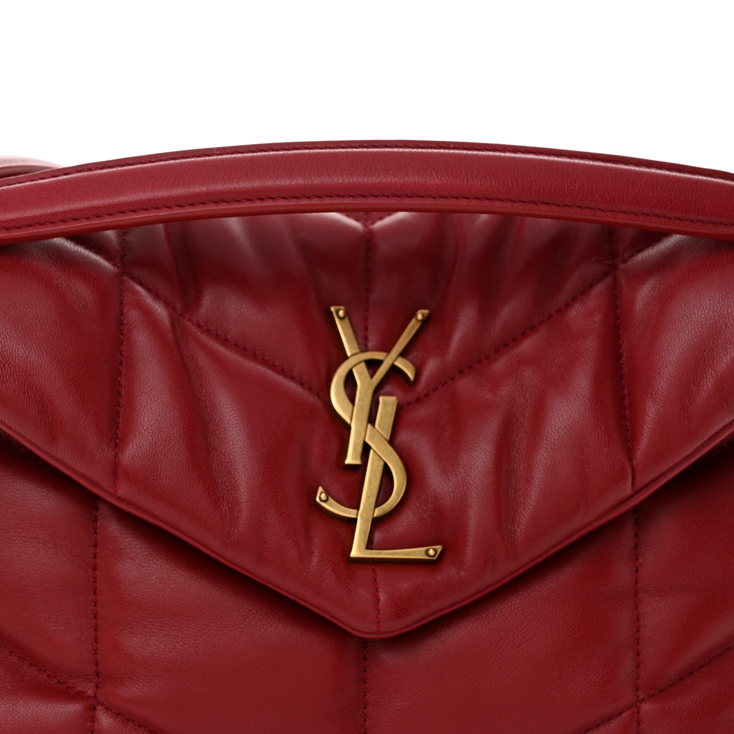 Saint Laurent Lambskin Quilted Small Loulou Puffer Monogram Chain Satchel Red 8 of 11