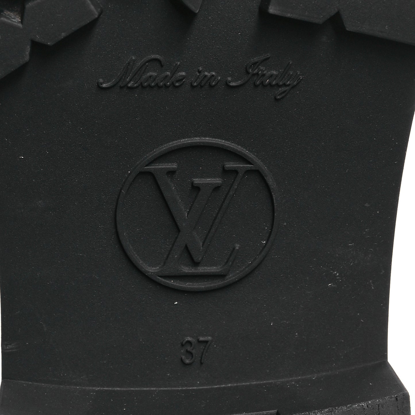 Rubber Embossed Monogram Drops Flat Half Boots 37 Black