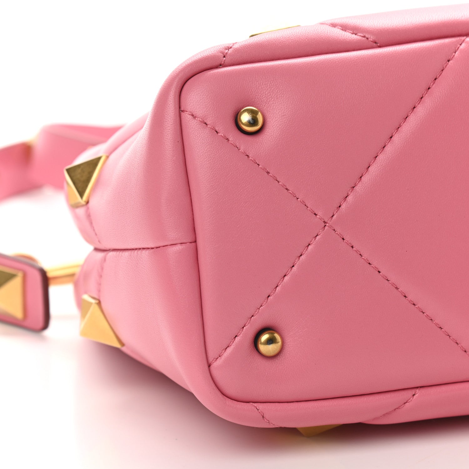 Valentino Garavani Nappa Small Roman Stud The Handle Bag Flamingo Pink 7 of 8