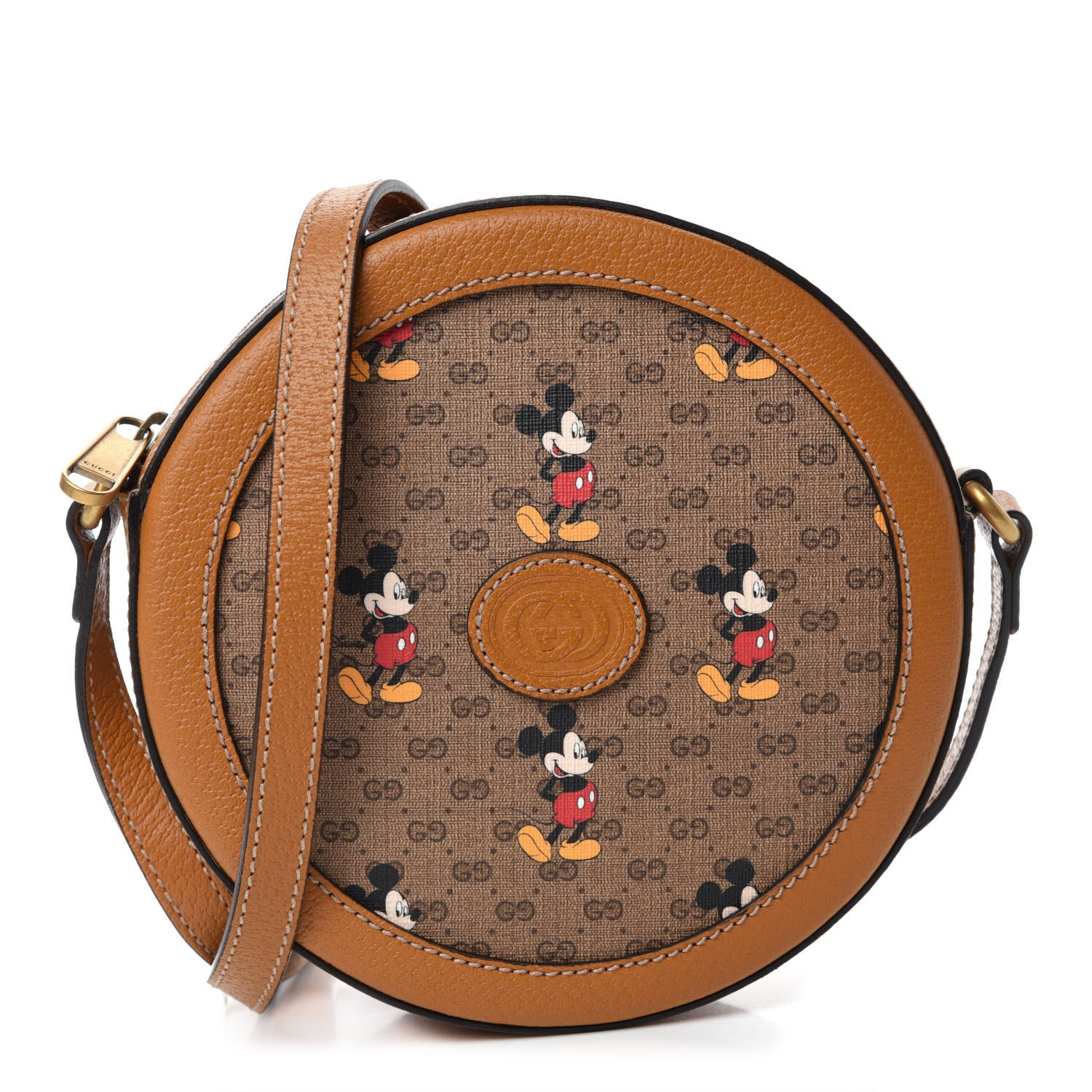 Gucci X DISNEY Mini Vintage GG Supreme Monogram Mickey Mouse Round Shoulder Bag Beige Vintage Sun Oil 1 of 10