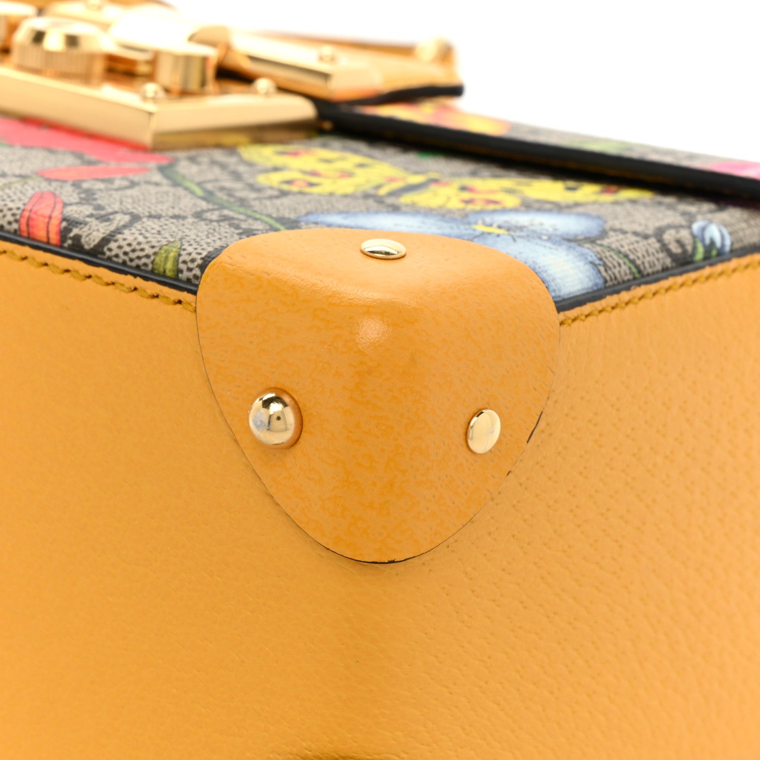 Gucci GG Supreme Monogram Flora Small Padlock Bamboo Shoulder Bag Beige Multicolor Crop 12 of 13