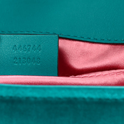 Gucci Velvet Matelasse Mini GG Marmont Shoulder Bag Pavone Cyan 7 of 11