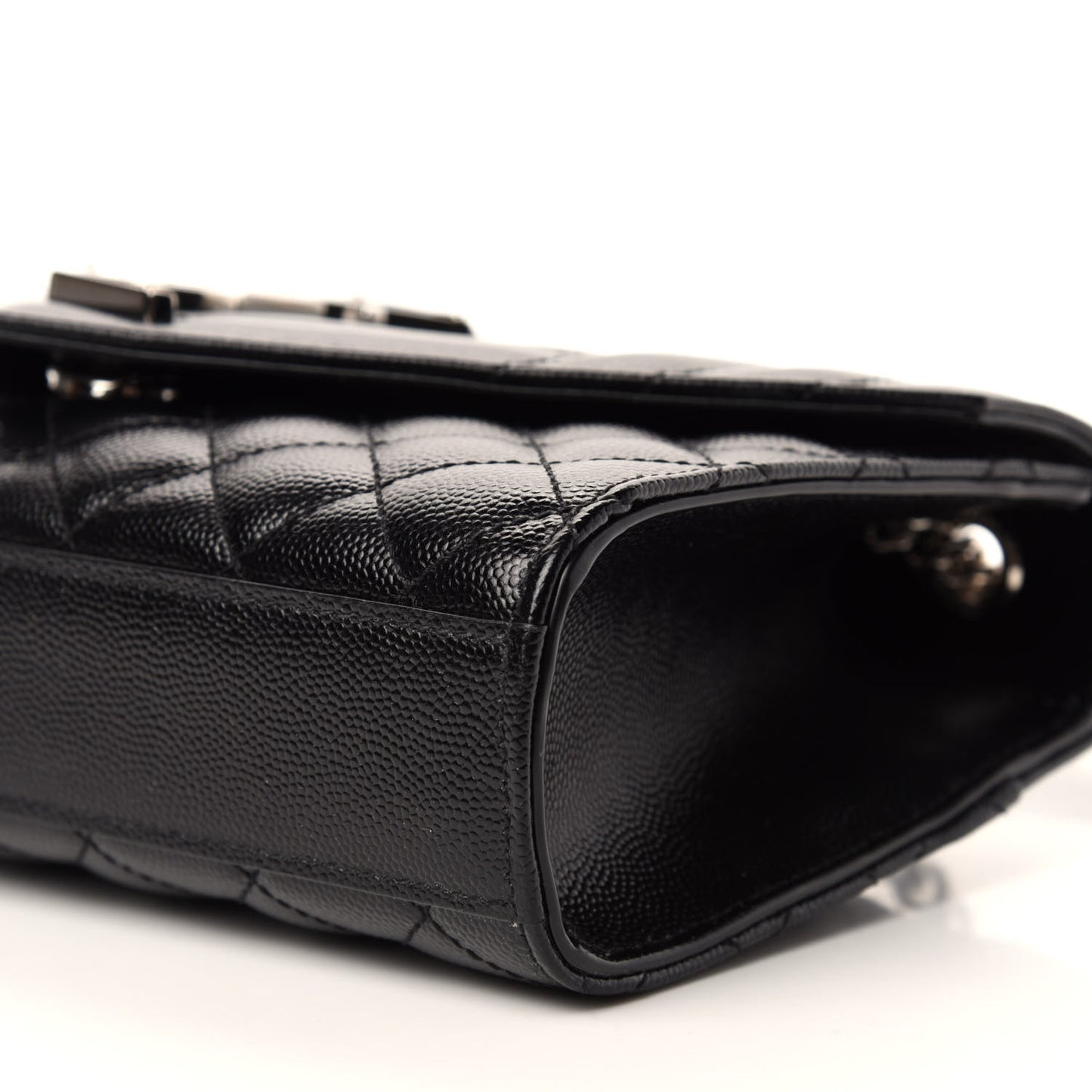 Grain De Poudre Textured Mixed Matelasse Triquilt Small Monogram Satchel Black