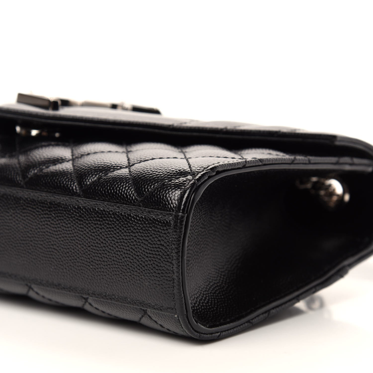 Saint Laurent Grain De Poudre Textured Mixed Matelasse Triquilt Small Monogram Satchel Black 7 of 10