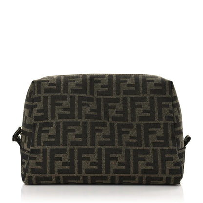 Fendi Fabric Jacquard FF 1974 Medium Trapezoid Beauty Pouch Tobacco Moro Black 1 of 11