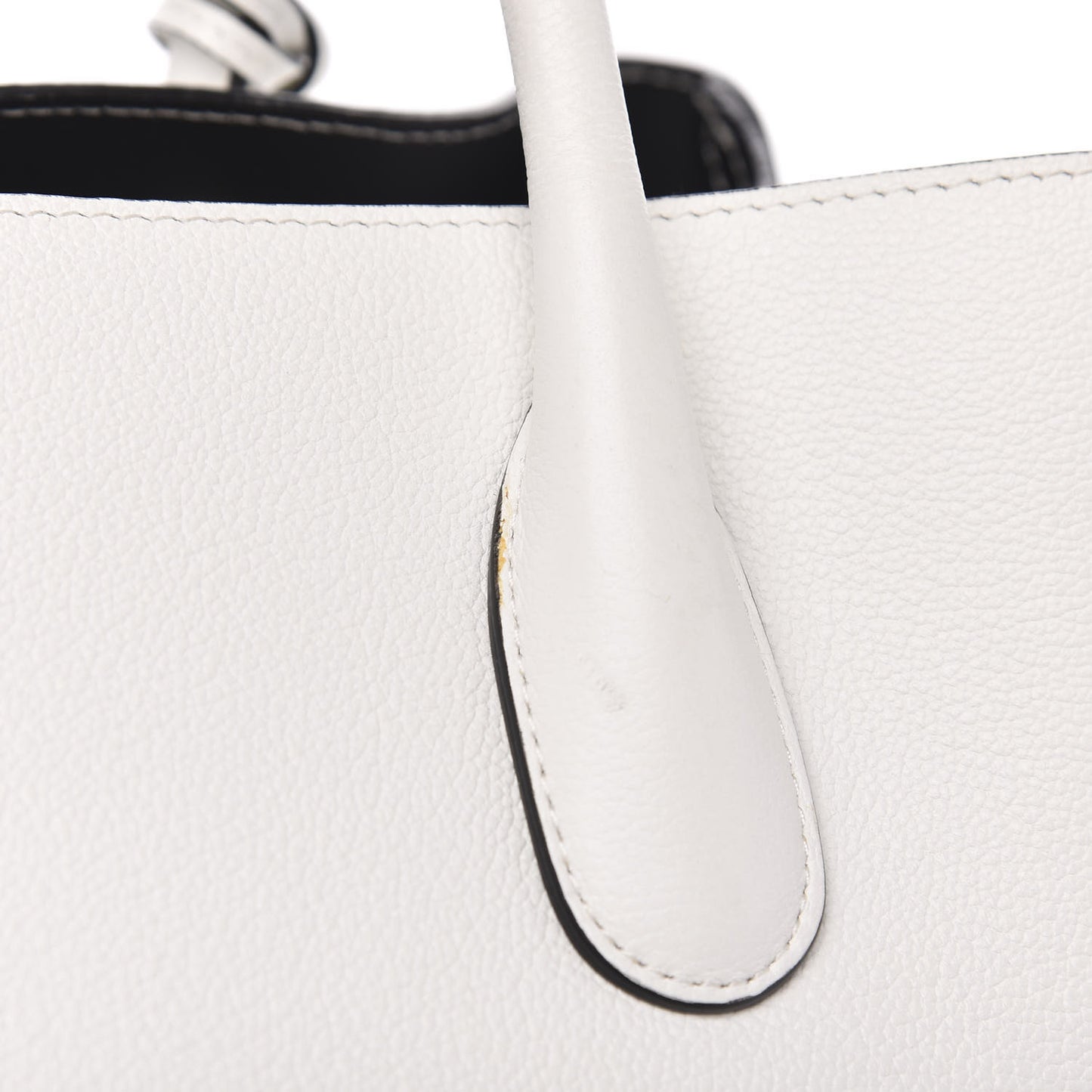 Supple Grained Calfskin Large Open Bar Tote White
