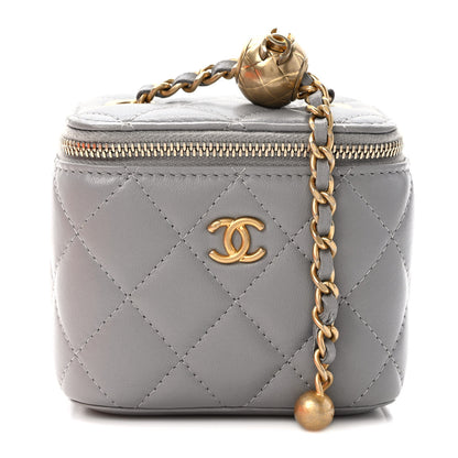 Chanel Lambskin Quilted Pearl Crush Mini Vanity Case With Chain Grey 1 of 10