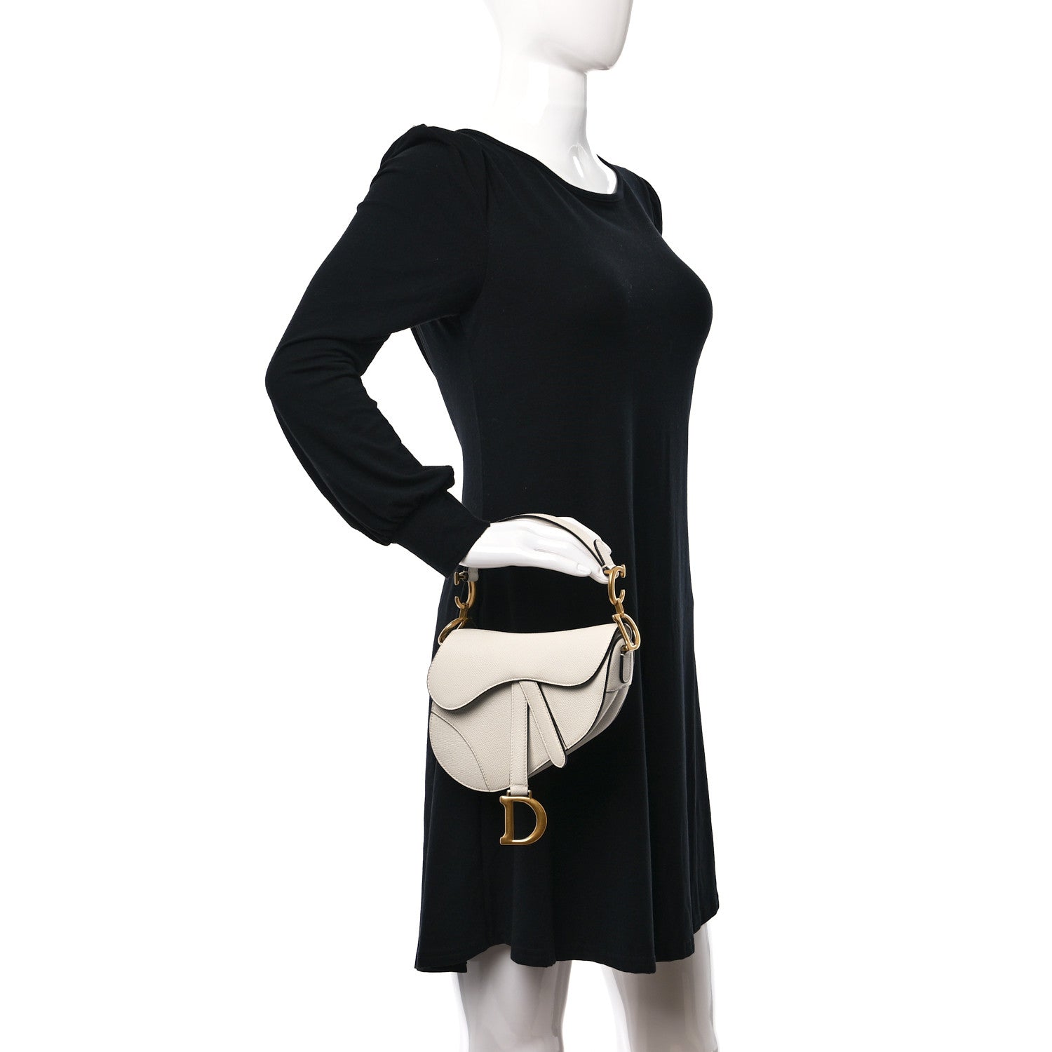 Christian Dior Grained Calfskin Mini Saddle Bag White 2 of 8