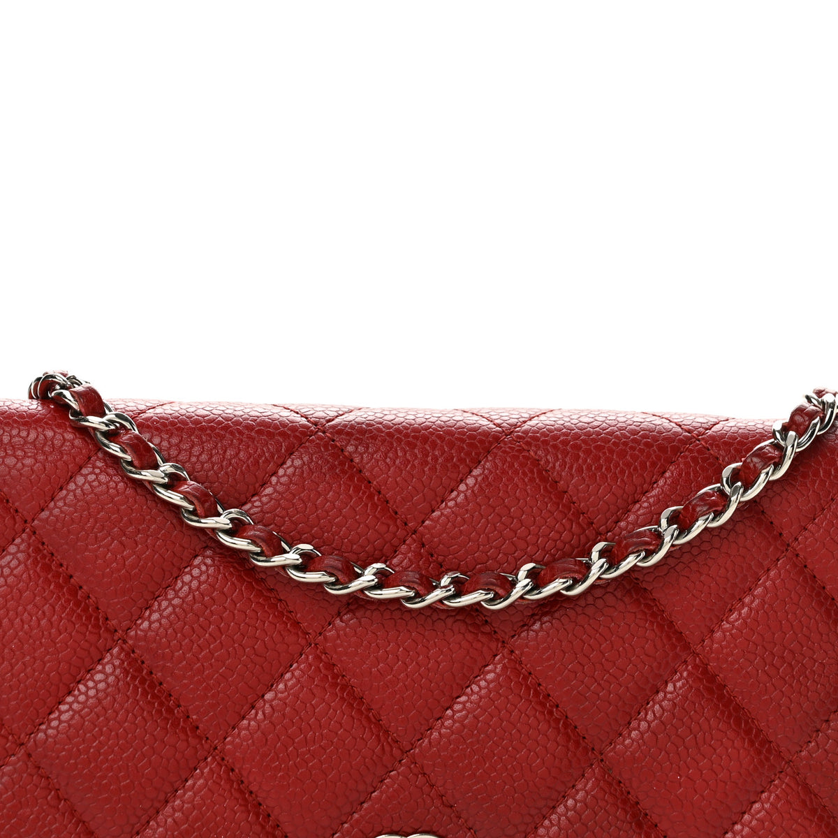 Chanel Caviar Quilted Wallet on Chain WOC Red 9 of 14
