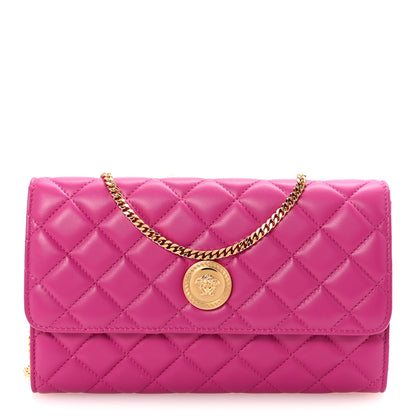 Versace Lambskin Quilted Medusa Wallet on Chain Crossbody Orchid 1 of 10