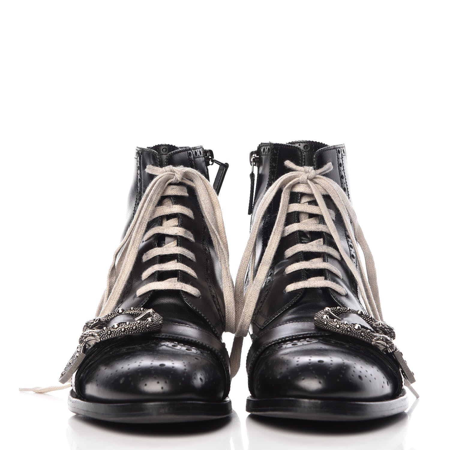 Gucci Calfskin Mens Queercore Brogue Wingtip Boots 10 Black 2 of 16