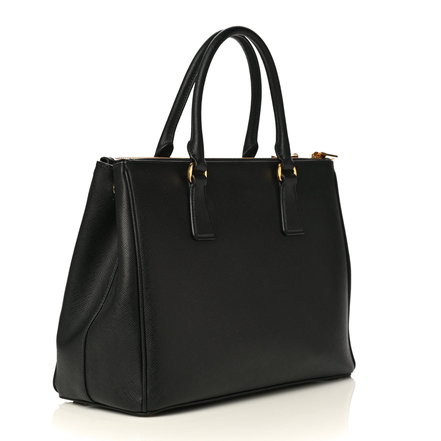 Saffiano Lux Large Galleria Double Zip Tote Black