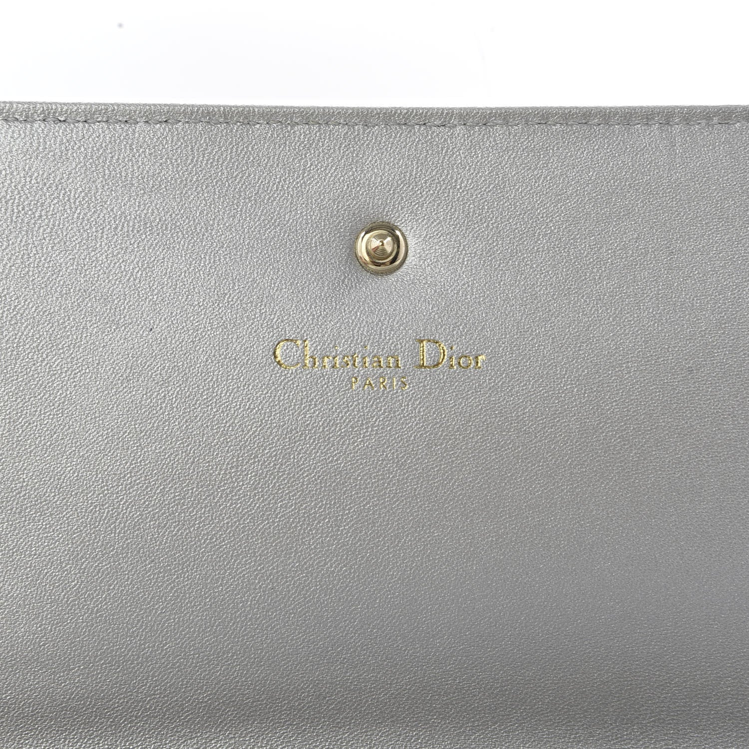 Christian Dior Metallic Grained Calfskin Diorama Croisiere Chain Wallet Silver 7 of 9
