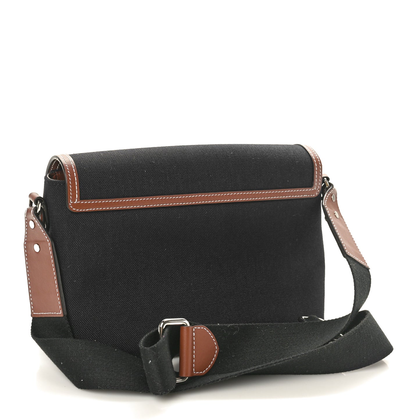 Canvas Horseferry Print Note Crossbody Bag Black Tan