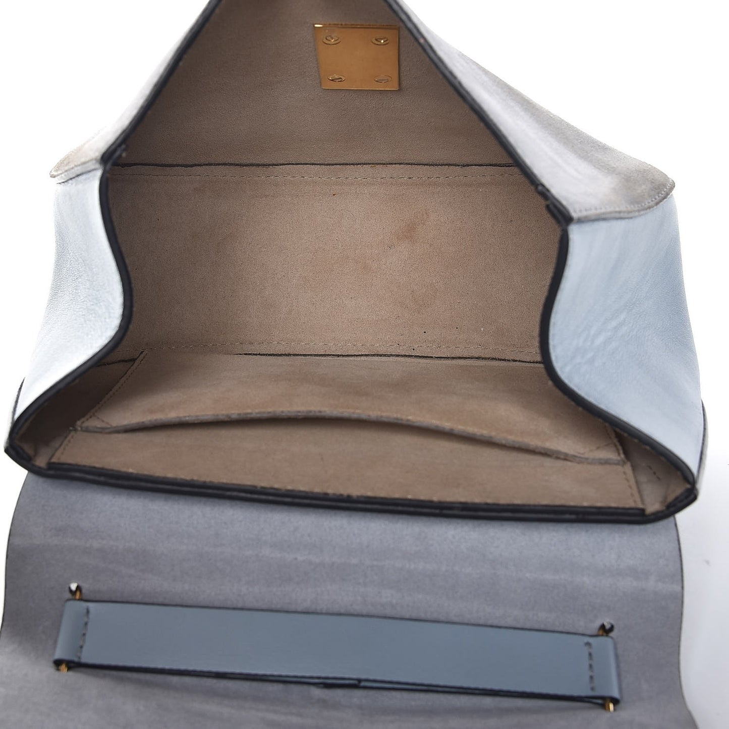 Suede Smooth Calfskin Drew Shoulder Bag Fresh Blue