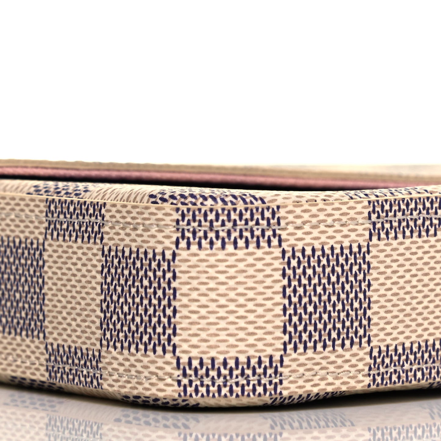Damier Azur Pochette Felicie Chain Wallet Rose Ballerine