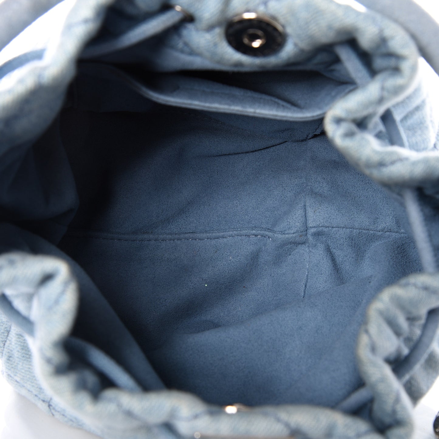 Eco Denim Quilted Small Bucket Bag Blue
