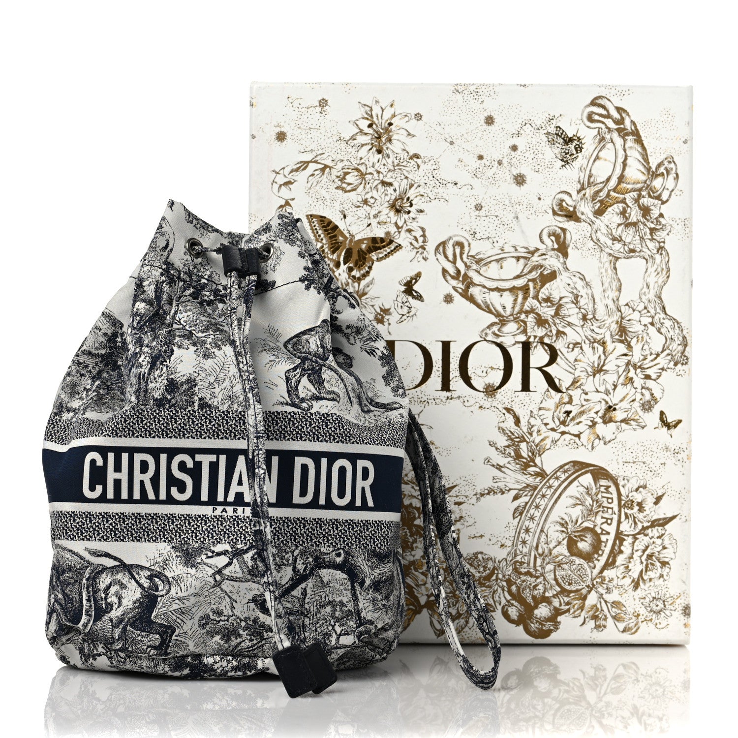 Christian Dior Technical Fabric Embroidered Toile De Jouy Sauvage DiorTravel Pouch Blue 10 of 10