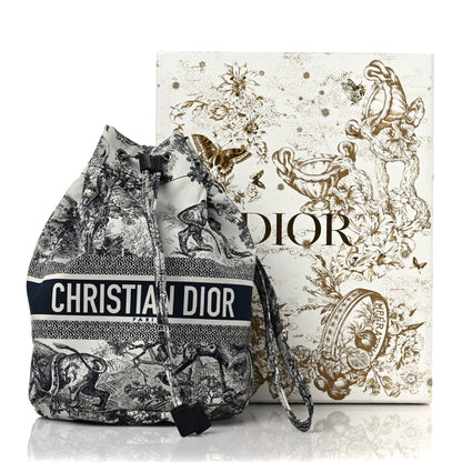 Christian Dior Technical Fabric Embroidered Toile De Jouy Sauvage DiorTravel Pouch Blue 10 of 10